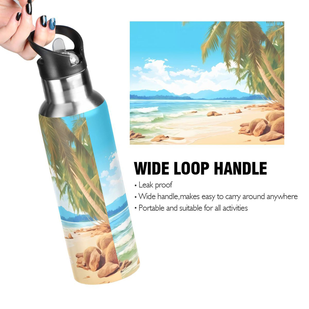 Insulated Stainless Steel Water Bottle with Straw Lid 20 oz V7016
