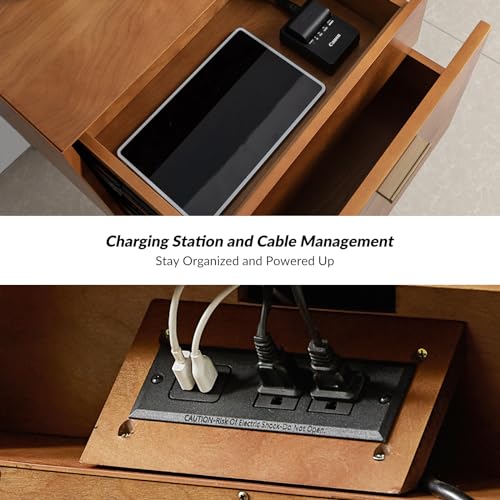 Acorn Wood Nightstand with USB Ports Y33974