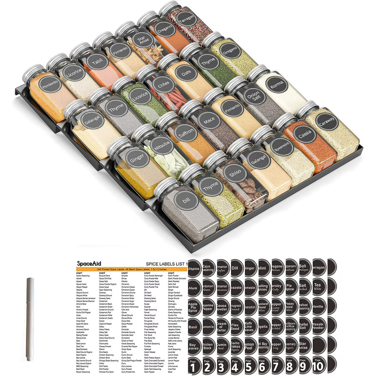 28 Spice Jars 4-Tier Spice Rack Tray Z390