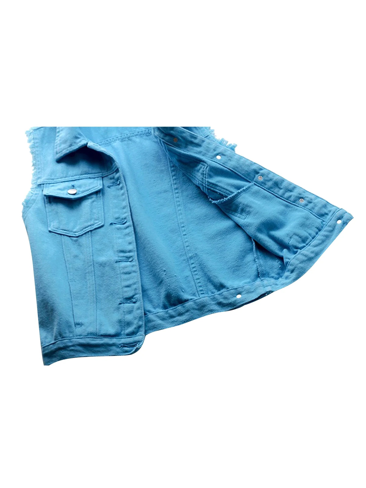 Sleeveless Stretch Denim Jacket with Pockets R460978