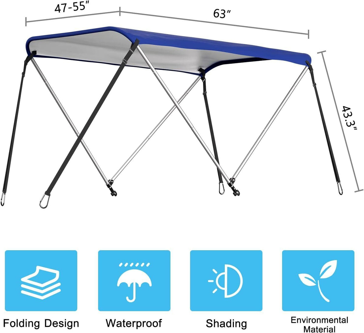 Bimini Top with Aluminum Frame Oxford Cloth Cover H31895