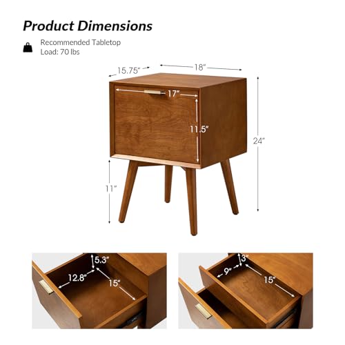 Acorn Wood Nightstand with USB Ports Y33974