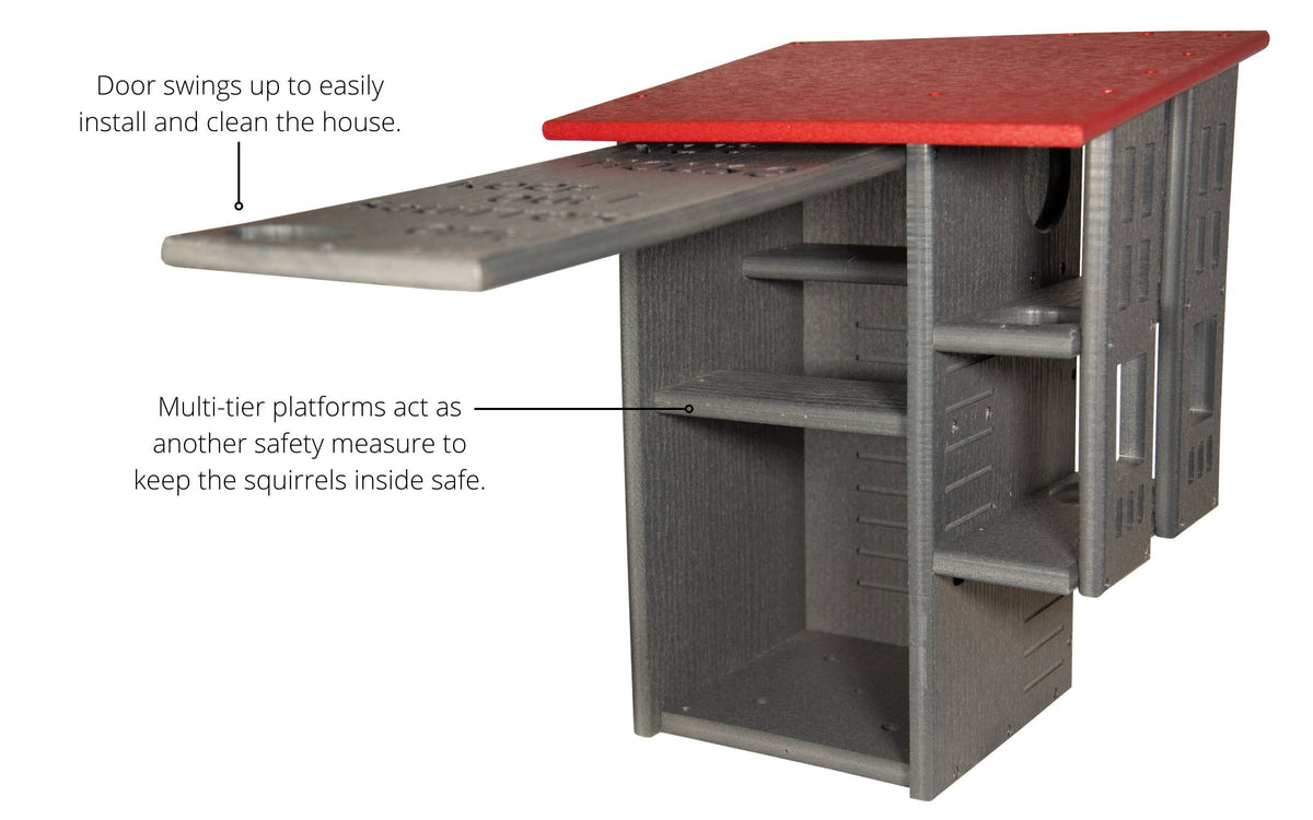 Gray/Cardinal Red Squirrel House Nesting Box C244779