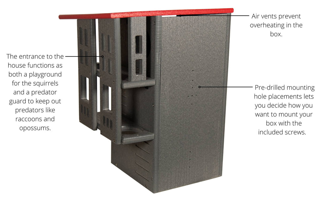 Gray/Cardinal Red Squirrel House Nesting Box C244779