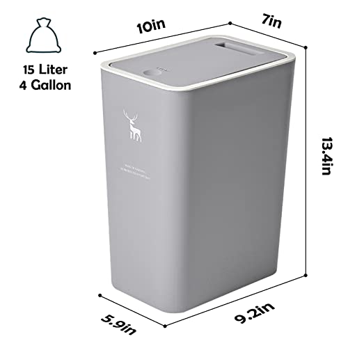 2 Pack 4 Gallons Plastic Trash Can with Lid Z848633