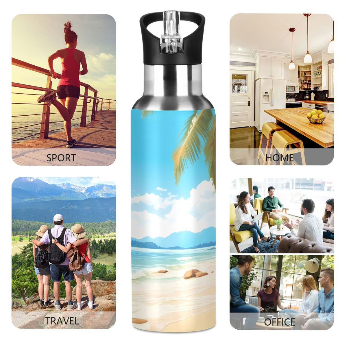 Insulated Stainless Steel Water Bottle with Straw Lid 20 oz V7016
