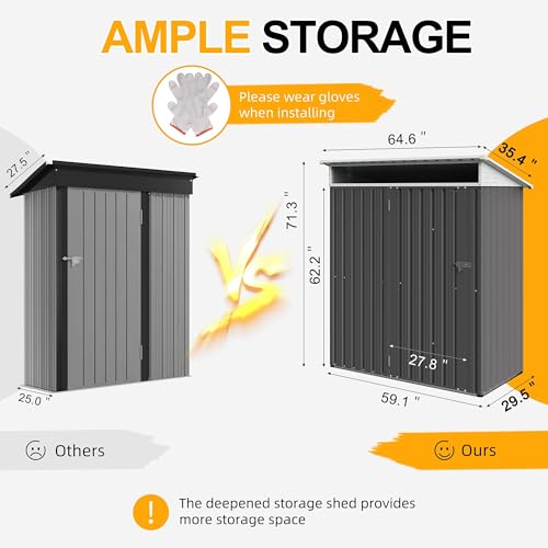 5x3 FT Outdoor Storage Shed with Window, Slate Gray B204871