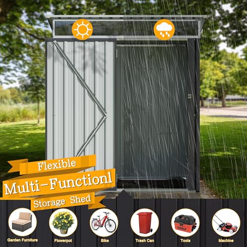 5x3 FT Outdoor Storage Shed with Window, Slate Gray B204871