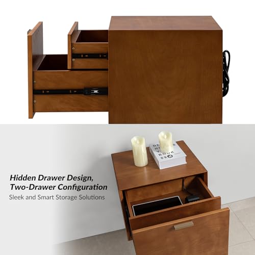 Acorn Wood Nightstand with USB Ports Y33974