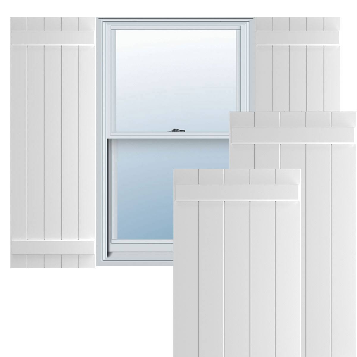 White Composite Board-n-Batten Shutters (Per Pair) P522