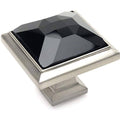 Satin Nickel Cabinet Hardware Square Knob with Black Glass - 10 Pack C4092