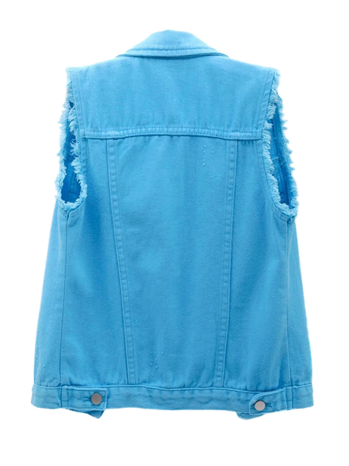 Sleeveless Stretch Denim Jacket with Pockets R460978